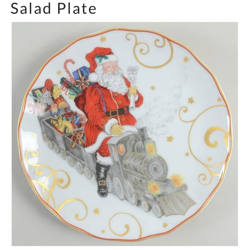 Twas the Night Before Christmas Santa On A Train Salad Plate 8.25”